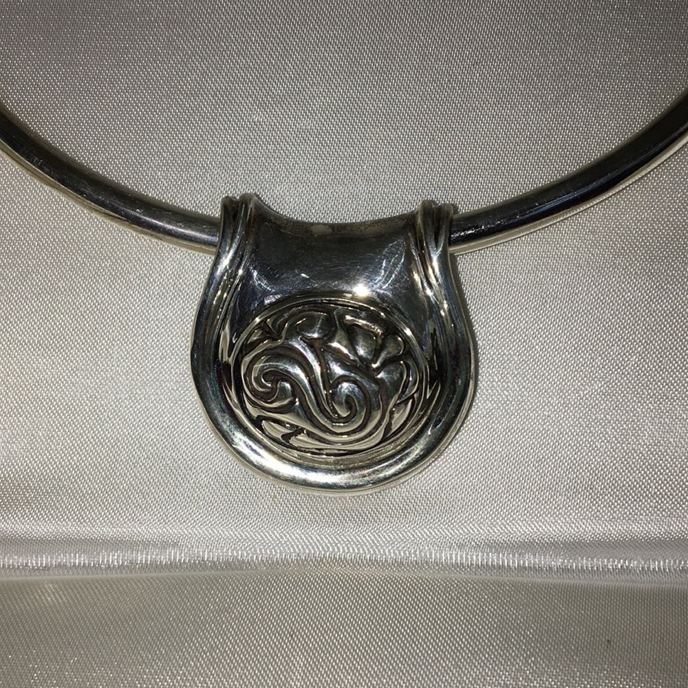 Vintage Zina Vtg 925 Sterling Silver Celtic knot design slide pendant w/necklace - Picture 4 of 7